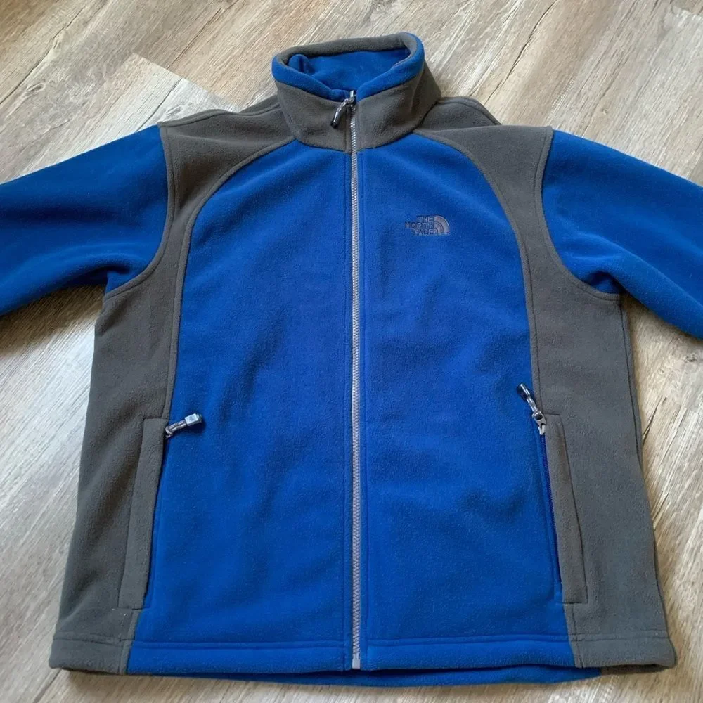 The North Face Full Zip Fleece Jacket Mens Size M Royal Blue Gray New